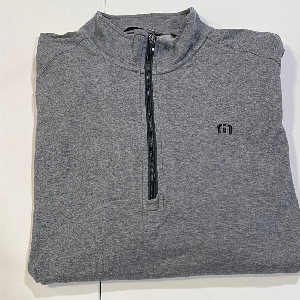 Travis Mathew Charcoal Zip-Up Sweater - 3/4 zip, golf sweatshirt